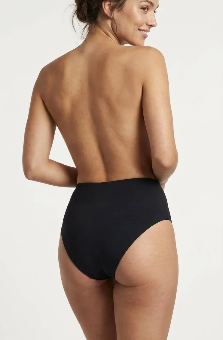 LunaIntim İz Yapmayan Siyah Lazer Kesim Külot Yüksek Bel (Bato) Dikişsiz Model - Yan Görünüm